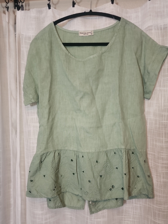 Terzo Millennio Tops - Linen Peplum Top